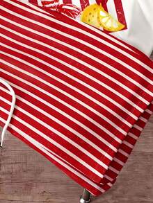 Manfinity Joysei Men's Letter & Lobster Print Short Sleeve T-Shirt And Striped Drawstring Waist Shorts Set - Red - View 5