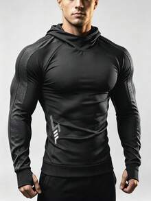 Acti Log Sweatshirt Olahraga Luar Ruangan Pria Model Slim Fit dengan Tudung - Hitam - View 4