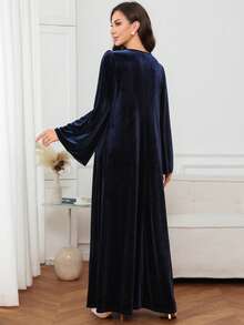 Al Najma Women's Elegant Lace Decor Arabian Dress - Blue - View 2