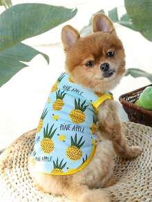 PETSIN 水果印花宠物服装，草莓香蕉菠萝图案狗狗背心，可爱卡通宠物服装，柔软舒适中小型猫狗透气套装，可爱日常宠物背心 - 彩色 - 查看 22