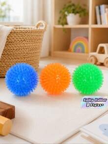 1/3Pcs Squeaky Spiky TPR Dog Chew Ball, Floating Puppy Fetch Pool Toy, Boredom Relief Dental Toy For Small Medium Dogs Teeth Cleaning - Multicolor - View 1