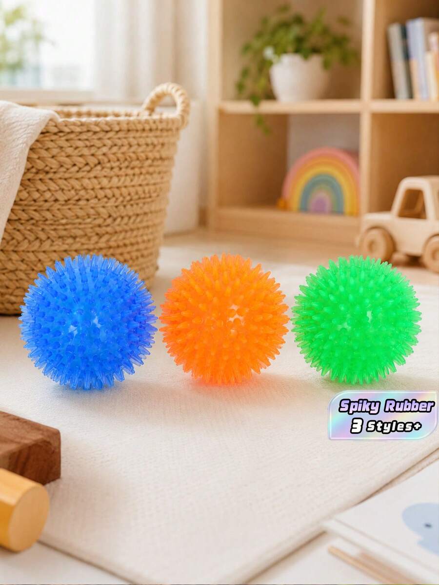 1/3Pcs Squeaky Spiky TPR Dog Chew Ball, Floating Puppy Fetch Pool Toy, Boredom Relief Dental Toy For Small Medium Dogs Teeth Cleaning - Multicolor - View 1
