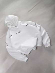 STYNVO Hoodie Kasual Pria dengan Cetakan Huruf, Musim Gugur/Dingin - Putih - View 2