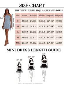 SHEIN Glamour 女士绿色纹理刺绣露背不对称下摆迷你连衣裙，绿色连衣裙，性感度假约会情人节派对短裙 - 淺藍色 - 查看 8
