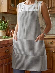 1-Pack Striped Print Black Gray Decorative Apron Kitchen Dining Long Apron Stain Resistant For Daily Use - Multicolor - View 7