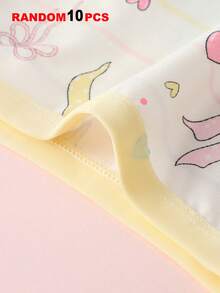 【10件隨機款】女童幼兒舒適四角內褲 10入組 隨機卡通印花兔子與愛心小女孩內褲 - 彩色 - 查看 5
