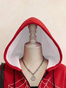 SHEIN EZwear 女款休閒拉鍊連帽衛衣，蜘蛛圖案，秋冬服飾 - 彩色 - 查看 10