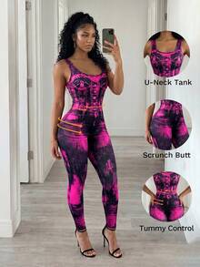 BamGleam Women's Denim Effect Casual Sleeveless Jumpsuit - Multicolor - View 1