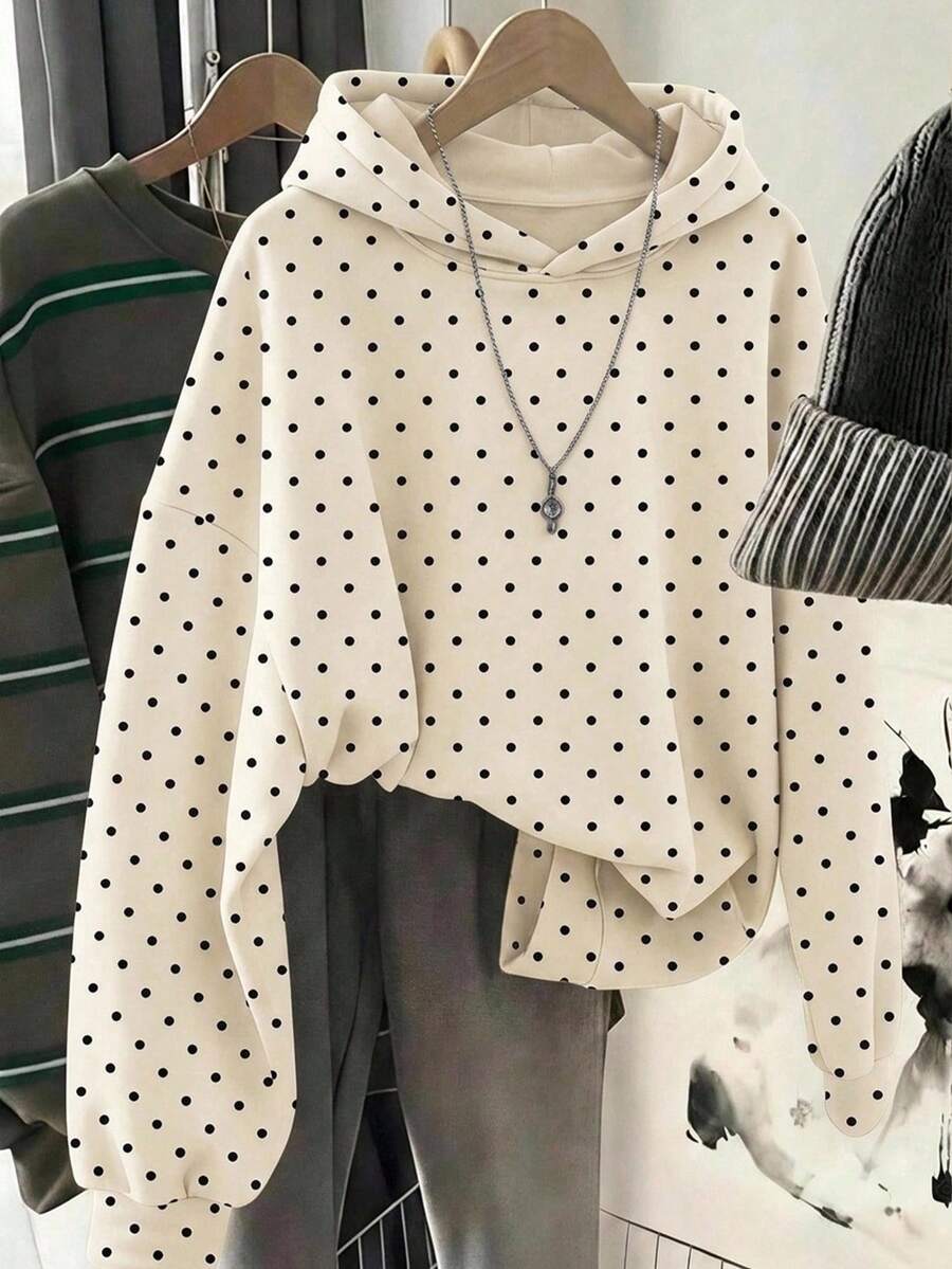 Muvela 女款波點休閒日常長袖連帽衛衣 - 彩色 - 查看 1
