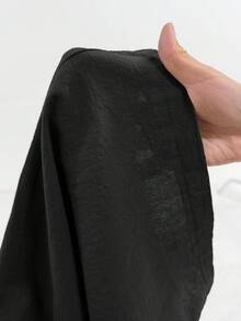 SHEIN Tall 100%水洗棉低腰直筒長褲 - 黑色 - 查看 9