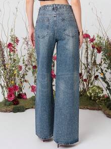 PRISCILA ESCOTO PRISCILA ESCOTO Casual Bleached Dazzling Wide Leg Jeans Fall - Blue - View 3
