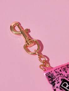 Mean Girls | SHEIN 1個零錢包鑰匙圈吊飾，可收納耳機、零錢、鑰匙及其他小物件，附掛鉤可掛在包包上 - 粉 - 查看 7