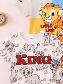 2 Set Acak untuk Bayi Laki-laki dari 4 Set Kaos & Celana Pendek. Motif Hewan Lucu, Motif Blok Warna, Motif Huruf. Kaos Leher Bulat Dipadukan dengan Celana Pendek Bermotif Serupa. - MultiWarna - View 4