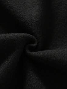 ROMWE MEN 男士重磅藝術字體毛巾刺繡街頭寬鬆版型連帽衛衣 - 黑色 - 查看 4