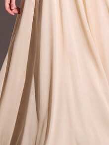 SHEIN Tween Girls Champagne Fall Dress Evening Gown Fall Style Robe Soirée Robe Automne Hiver Christmas Wedding Guest Sequin Off Shoulder Maxi Clothes - Champagne - View 5