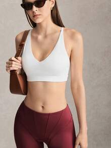 Activina Women's Summer And Spring Activewear White Criss-Cross Back Padded Sports Bra For High Support Workouts And Training - White - View 6
