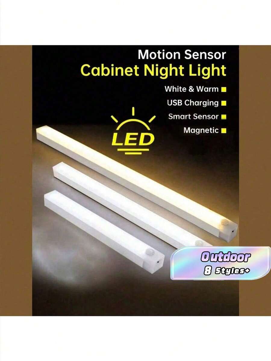 1 Motion Sensor Light, Usb Rechargeable Wireless Night Light, High Brightness, Suitable For Indoor Use, Ideal Smart Led Motion Sensor Lamp For Cabinets, Closets, Bedrooms, Kitchens, Stairs, Desks - White - View 1