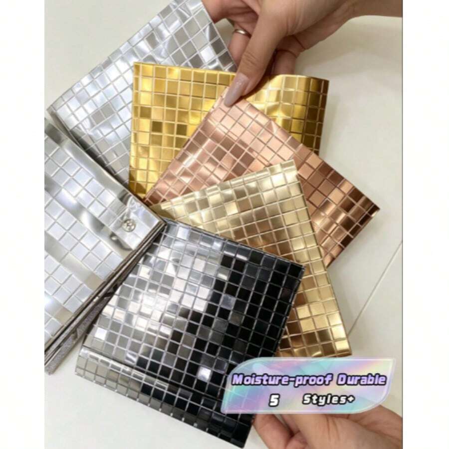 1 捲 300cm/118.1 英吋 PVC 自黏馬賽克壁紙,防水接觸紙,亮面加厚自黏牆面翻新貼膜,適用廚房、浴室梳妝台與居家裝飾 - 多色 - 查看 1
