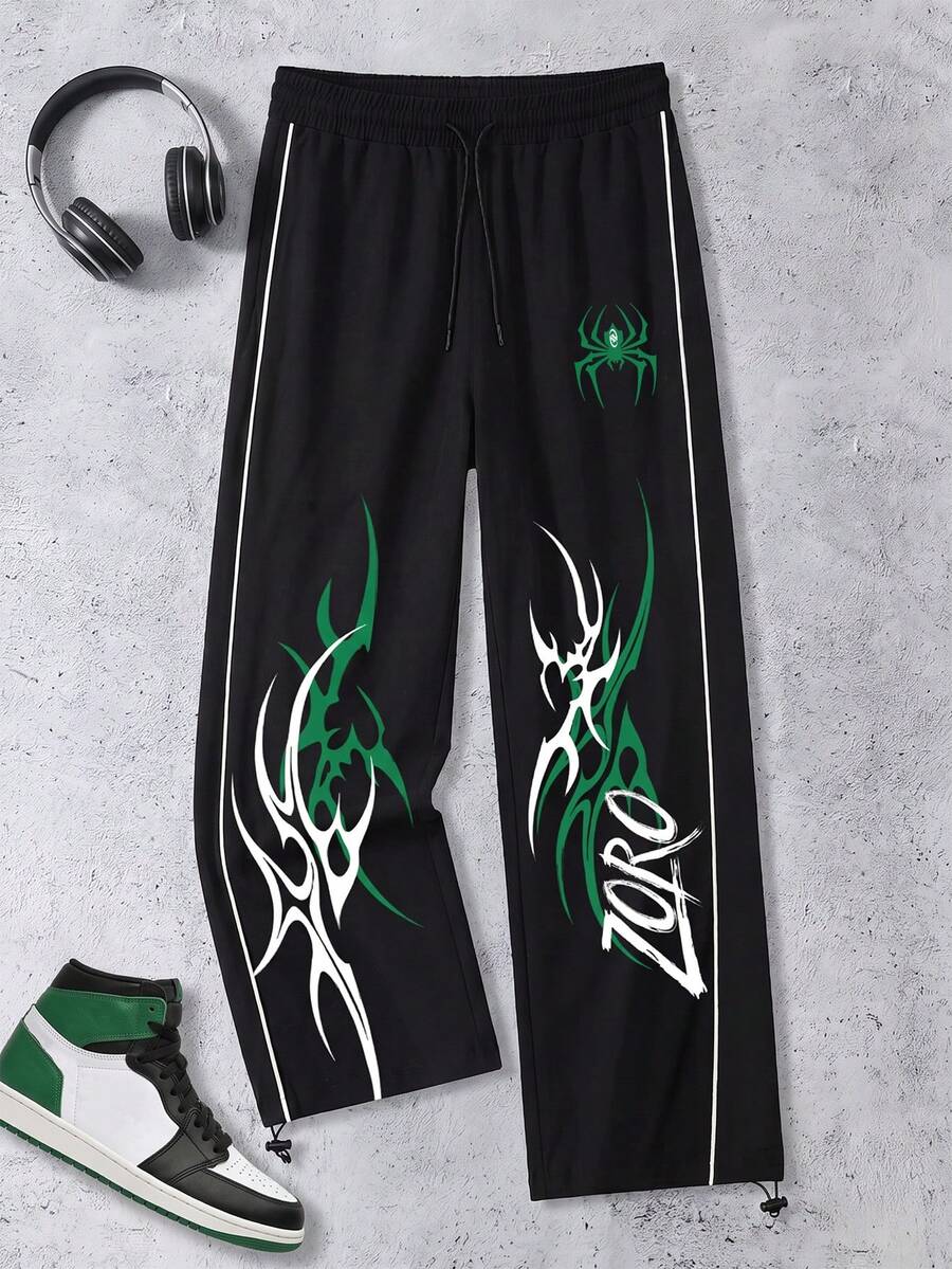 Gym Rark Men's Spider Print Drawstring Waist Loose Fit 4-Way Stretch Maternity Pants - Multicolor - View 1