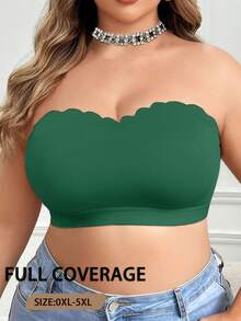 SHEIN Plus Size Wireless Bandeau Bra Single Piece - Army Green - View 6