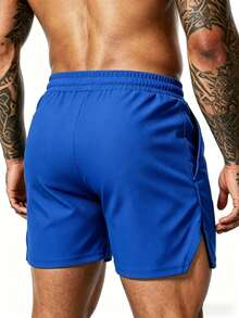 Gym Rark Men's Slogan Print Drawstring Waist Pocket Sports Shorts - Blue - View 2