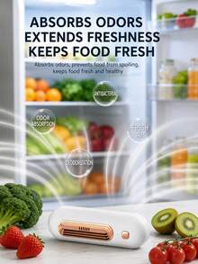 1pc Rechargeable Fridge Deodorizer, Portable Ozone Purifier Refrigerator Odor Eliminator, Food Freshness Preserver For Fridge Closet Cabinet, 1200mAh - Multicolor - View 3