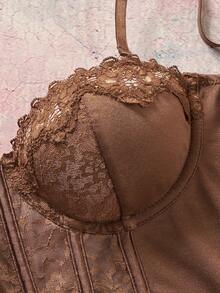 Elorette 3pcs Bra Wanita Elegan Warna Polos dengan Motif Renda dan Tambal Sulam - MultiWarna - View 10