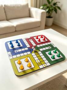A Travel Version Of The Flying Chess Game Set, Featuring A Brand-New 9.5-Inch Folding Rubber Chessboard With 16 Pieces And 1 Dice, Suitable For Classic Portable Strategy Games And Family Learning. - Multicolor - View 6