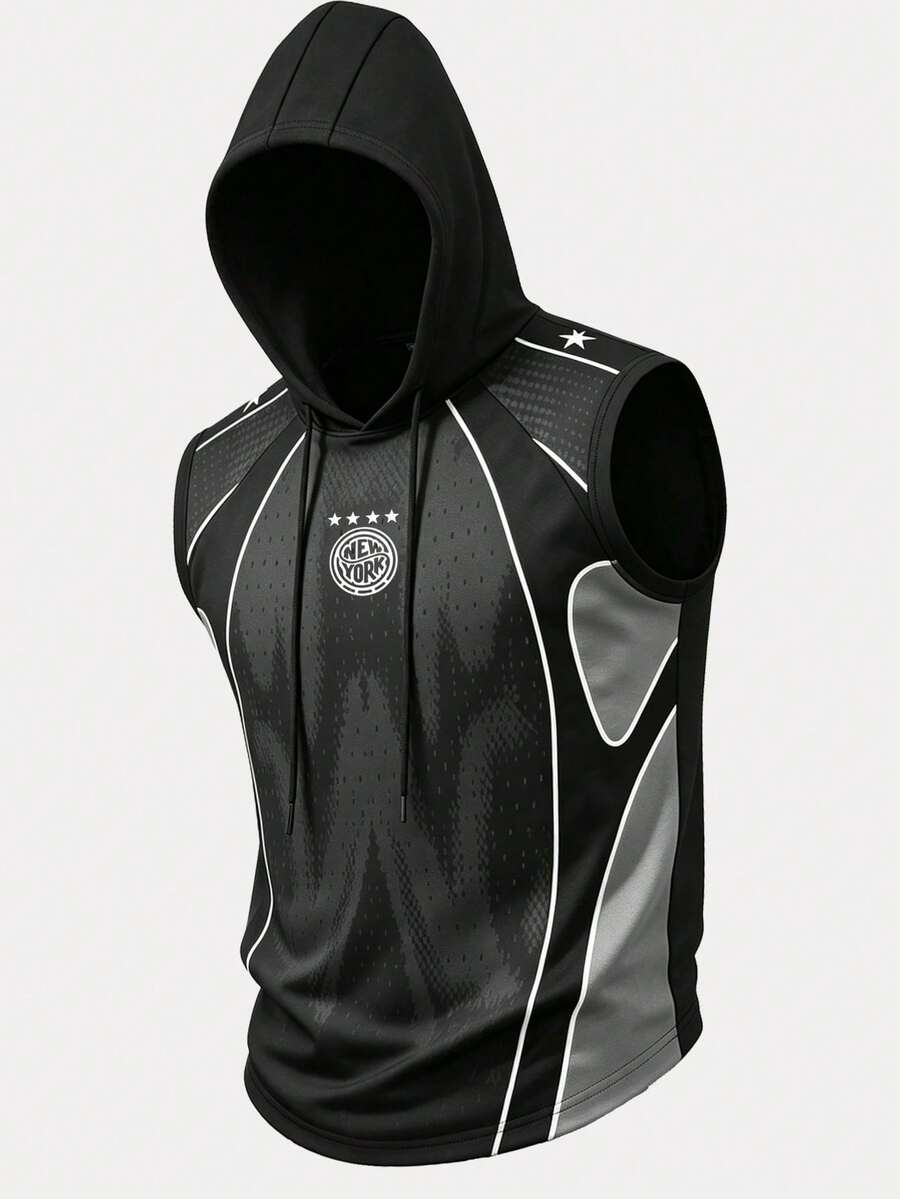Acti Log Camiseta sin mangas deportiva con capucha y bloques de color para hombre - Multicolor - Ver 1