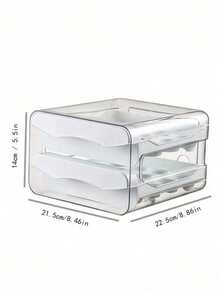 SHEIN 2-Layer Drawer Type Egg Storage Organizer,Stackable PET Egg Storage Set Ouble-Layered For Maximum Capacity, Clear Plastic Egg Holder For Your Refrigerator - White - View 6