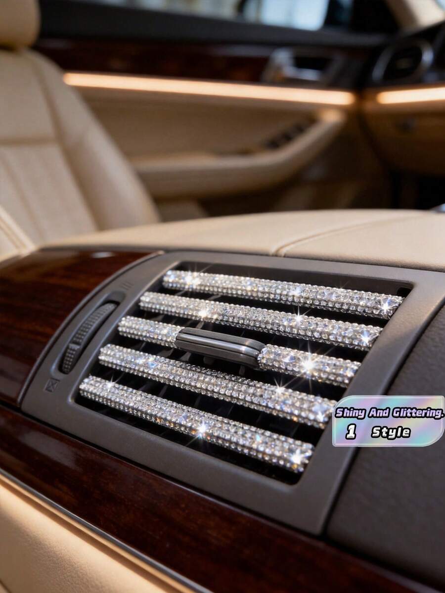 Set Of 5 Car Air Vent Decorative Strips, Diamond Crystal Sparkle