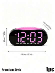 LED Digital Alarm Clock With Week Display, Dimmable Pink Large Screen Desk Clock, Dual Alarm Snooze Function Bedroom Table Clock For Home Decor, Support 12/24H Time Format - multicolor - View 9