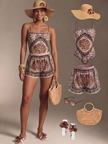 Swim Oasis Women's All-Over Print One-Piece Swimsuit, Suitable For Beach Vacation, Pool Party, Pair With Shorts Red Floral Summer Tropical Boho - Multicolor - View 6