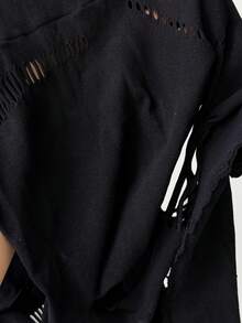 StreetHx Women's Sexy Street Style Black Long Sleeve Hollow Out Mini Dress - Black - View 3