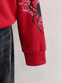 SHEIN EZwear 女款休閒拉鍊連帽衛衣，蜘蛛圖案，秋冬服飾 - 彩色 - 查看 9