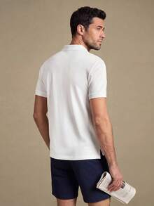 Lornavo Men's Cotton Summer Casual Versatile White POLO Shirt Golf - White - View 2