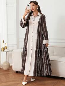Al Najma Women's Colorblock Casual Party & Travel Arabian Dress - Multicolor - View 3