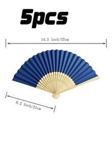 1/5/10/20/50pcs Solid Color Wedding Paper Fans With Bamboo Ribs, Folding Hand Fans Decorated With Bow Satin Ribbons, Available For Wholesale, Foldable Fans As Photo Props For Parties And Weddings (2 Pieces Set) - multicolor - View 9