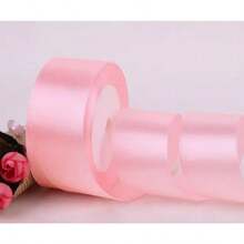 1 Rollo de Cinta de Satén de Poliéster - Caja de Regalo, Caja de Caramelos, Caja de Pastel, Cinta de Decoración de Flores Frescas (Teñida a Máquina con Ligera Diferencia de Color) - Rosa - Ver 4
