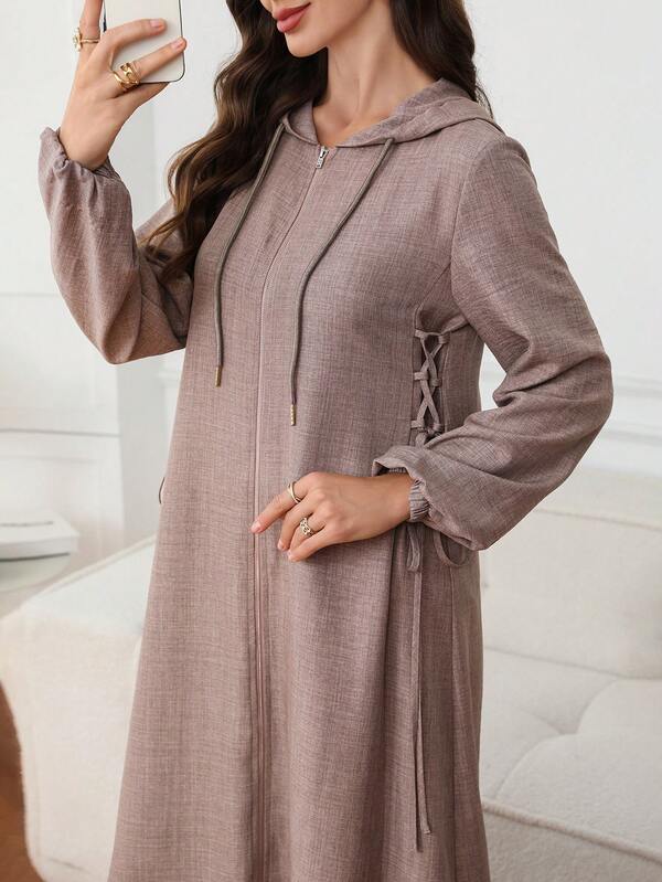 Al Najma Women's Solid Color Tie-Up Design Casual Party & Travel Arabian Dress