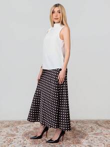 PRISCILA ESCOTO PRISCILA ESCOTO Blus Putih Elegan Tanpa Lengan untuk Wanita, Kemeja Tenun Kantor Musim Semi/Panas dengan Hem Berkerut dan Model Swing, Atasan Wanita Sederhana untuk Beraktivitas di Luar Rumah - Putih - View 7