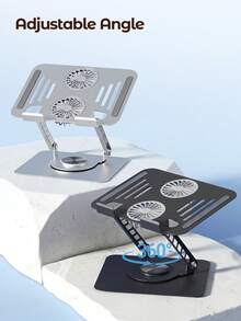 Teckwe Laptop Stand Adjustable Height Foldable 360° Rotating Support Stand With Cooling Fan Portable For Dorm - View 4