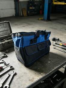1pc Tool Kit Thickened Canvas Manual Tools Multi-Functional Electrician Air Conditioner Repair Large Portable Tool Bag, Featuring Durable Thickened Canvas, Suitable For Electrician And Air Conditioner Repair Tool Kits, With A Shoulder Strap - Multicolor - View 2