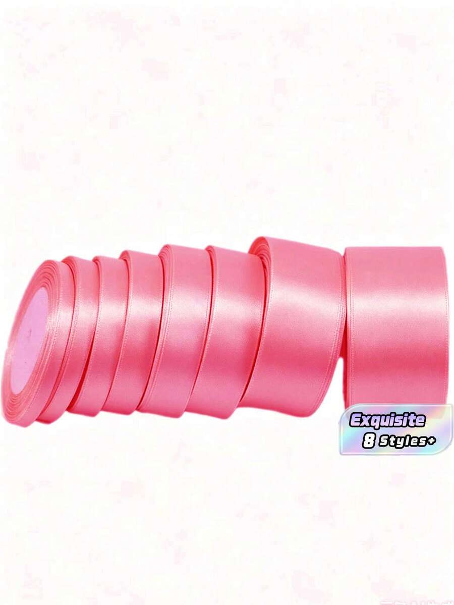 1 Rollo de Cinta de Satén de Poliéster - Caja de Regalo, Caja de Caramelos, Caja de Pastel, Cinta de Decoración de Flores Frescas (Teñida a Máquina con Ligera Diferencia de Color) - Rosa melocotón - Ver 1