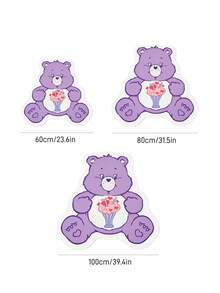 SHEIN X Care Bears 1件紫色熊裝飾地毯，可愛熊造型，可用於房間、客廳、樓梯，防滑底面，柔軟布料 - 紫色 - 查看 3