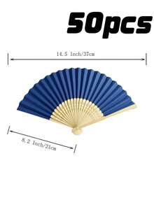 1/5/10/20/50pcs Solid Color Wedding Paper Fans With Bamboo Ribs, Folding Hand Fans Decorated With Bow Satin Ribbons, Available For Wholesale, Foldable Fans As Photo Props For Parties And Weddings (2 Pieces Set) - multicolor - View 15