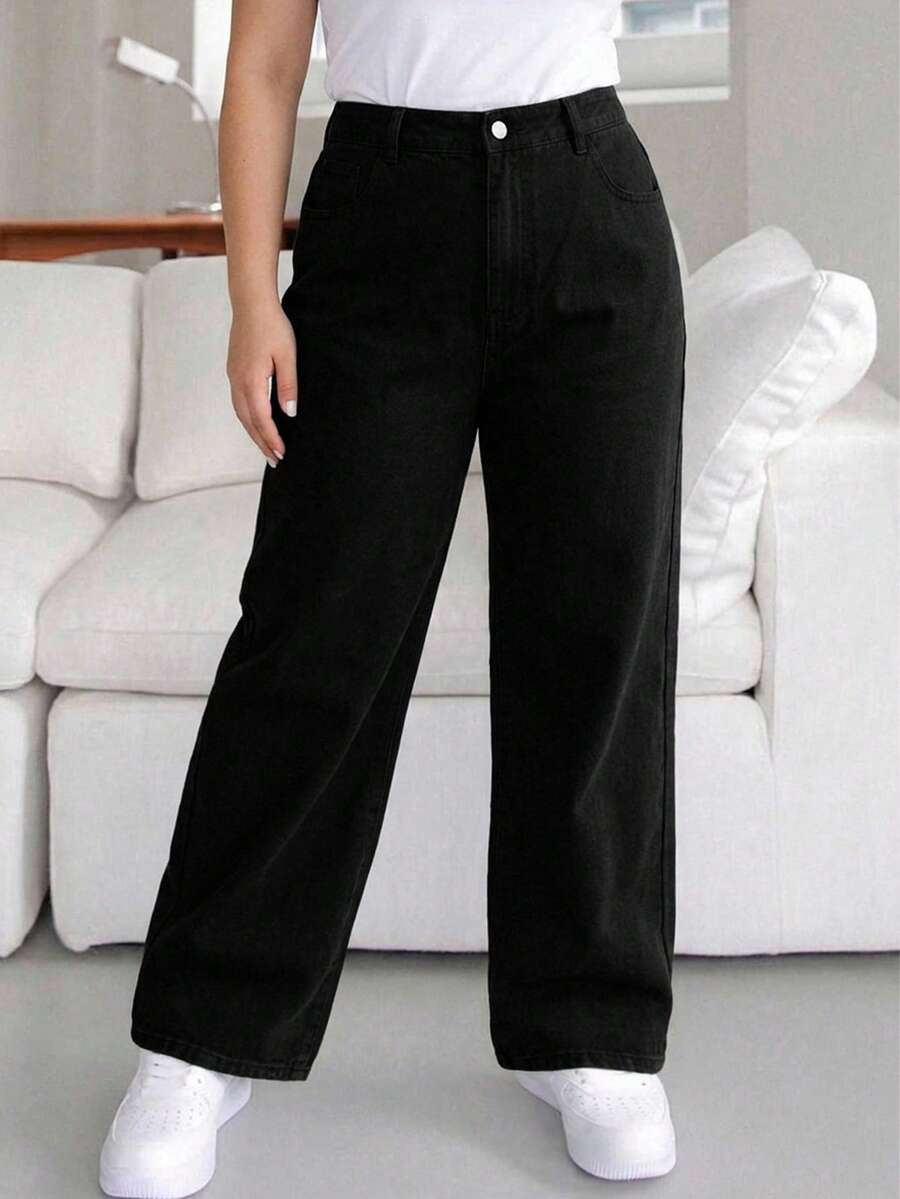 Dazy Plus Celana Jeans Denim Hitam Kasual Serbaguna Pas Badan Cocok untuk Perjalanan Sehari-hari, Model Pendek, Musim Semi/Gugur Terbaru - Hitam - View 1