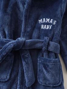 Baby Boy Cute Autumn/Winter Fluffy Deep Blue Embroidered Letter Pattern Loungewear - Royal Blue - View 3