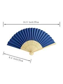 1/5/10/20/50pcs Solid Color Wedding Paper Fans With Bamboo Ribs, Folding Hand Fans Decorated With Bow Satin Ribbons, Available For Wholesale, Foldable Fans As Photo Props For Parties And Weddings (2 Pieces Set) - multicolor - View 3