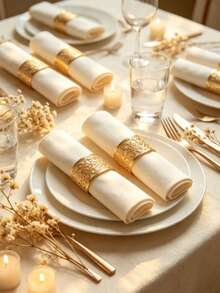 Exquisite Laser Cut Gold Paper Napkin Rings. Not Only For Party Table Decoration, But Also Can Be Used As DIY Hair Accessories, Multi-Scene Application. - Gold - View 2